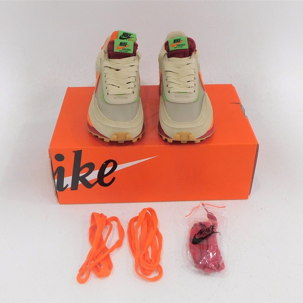 Nike LD Waffle Sacai CLOT Kiss of Death Net Orange Blaze Men's Shoe Size 4.5 New